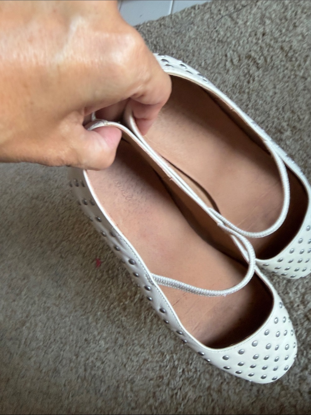 Madewell Ecru Studded Mary Jane Flats 8 - Picture 7 of 7